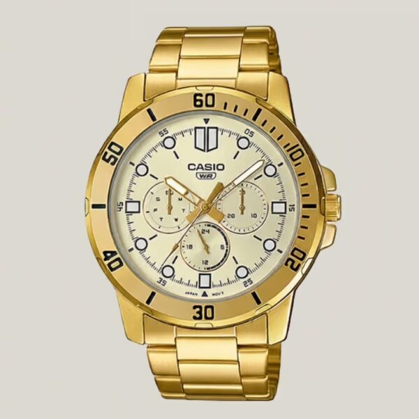 casio mtp-vd300g-9e golden stainless steel men's wrist watch