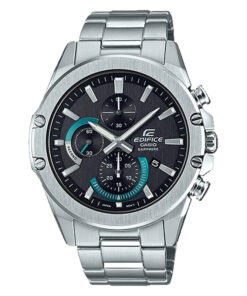 EFR-S567D-1AV Casio Edifice Black Sapphire Glass Men's Chronograph Wrist Watch in Silver Steel Chain