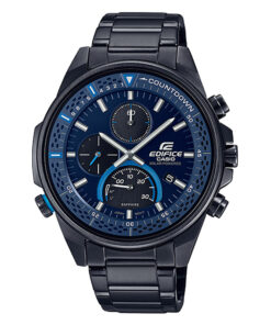 Casio Edifice EFS-S590DC-2AV Solar Powered Men's Chronograph Dress Watch in Black Steel Chain & Sapphire Glass Protected Dial