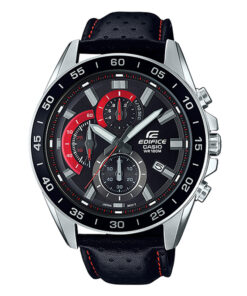 Casio Edifice EFV-550L-1AV Black Dial Leather Band Wrist Watch