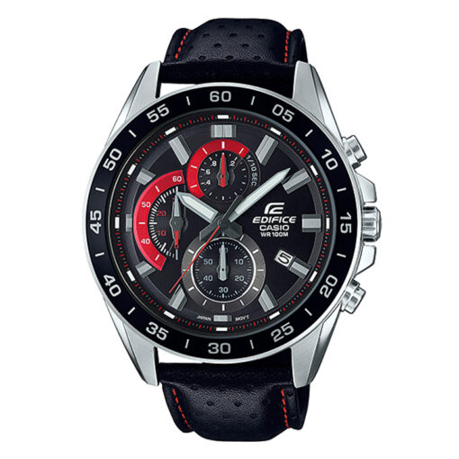 Casio Edifice EFV-550L-1AV Black Dial Leather Band Wrist Watch