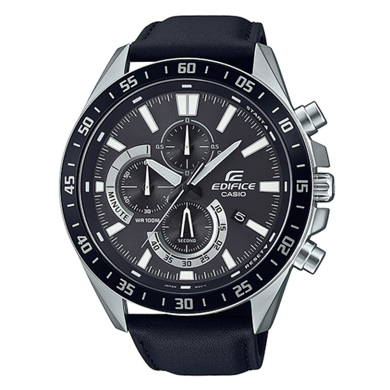 Casio Edifice EQB-1200AT-1A Black Dial Leather Band Wrist Watch