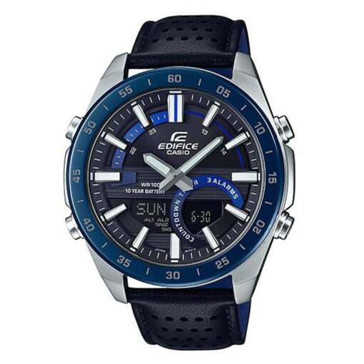 Casio ERA-120BL-2AV Blue Dial Leather Band Analog Wrist Watch