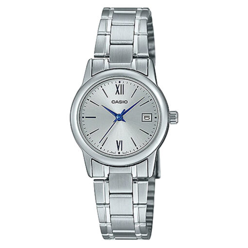 ltp-v002d-7b3 casio silver dial silver stainless steel chain ladies analog wrist watch