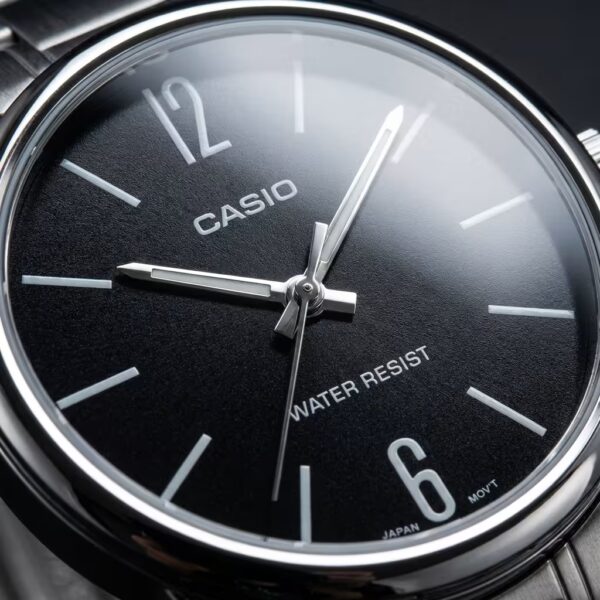Casio mtp-v005d-1b watch dial ultra close-up shot