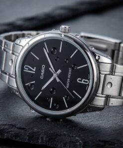 MTP-V005D-1BU Men's Analog Stainless Steel Black Dial Watch - Image 5
