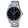 mtp-v005d-1bu silver stainless steel black dial men's wrist watch