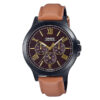 mtp-v300bl-5a casio brown leather strap multi hand dial men's wrist watch