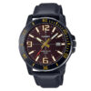 casio mtp-vd01bl-5bv casio black leather strap brown dial mens analog watch