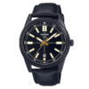 casio mtp-vd02bl-1e black leather band black dial mens wrist watch
