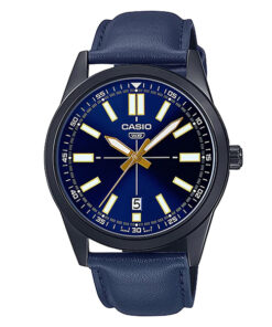 casio mtp-vd02bl-2e blue leather band blue dial mens wrist watch