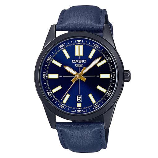 casio mtp-vd02bl-2e blue leather band blue dial mens wrist watch