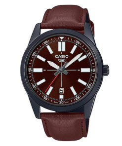 casio mtp-vd02bl-5e brown leather strap brown dial mens wrist watch
