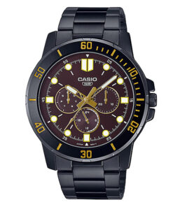 casio mtp-vd300b-5e black stainless steel brown dial mens wrist watch