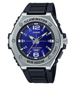 casio mwa-100h-2av black resin band blue dial mens wrist watch