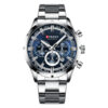 Curren 8355 blue dial silver steel chain men's chronograph dress watch