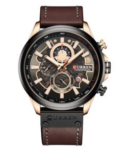 curren 8380 curren brown leather black dial men's chronograph wrist watch