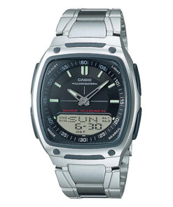 Casio AW-81D-1A silver stainles steel black analog digital dial mens wrist watch