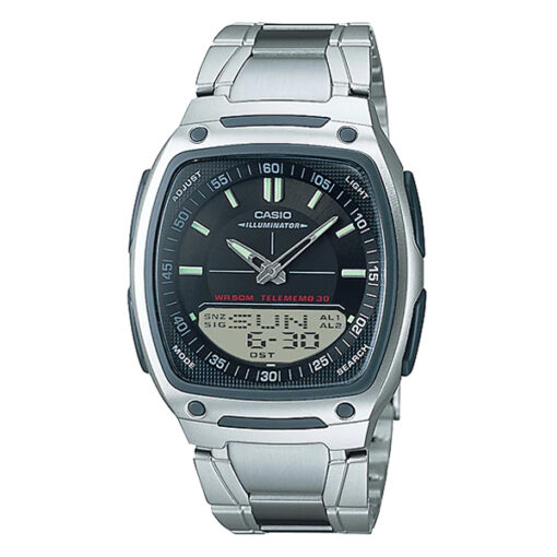 Casio AW-81D-1A silver stainles steel black analog digital dial mens wrist watch