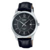 Casio BEM-151L-1A black leather strap black simple analog dial men's wrist watch