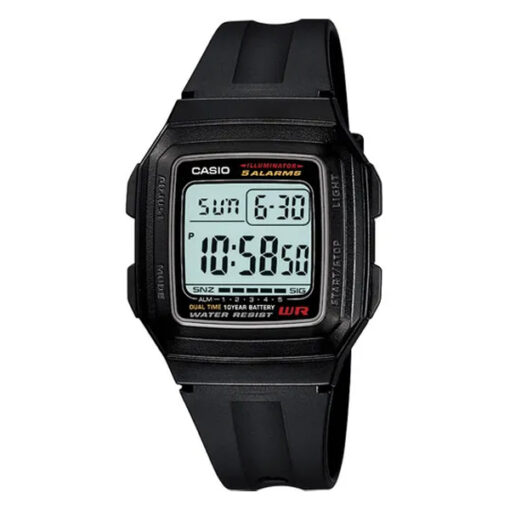 Casio F-201W-1A black resin band digital square dial mens wrist watch