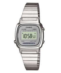 Casio LA-670WA-1D silver stainless steel ladies retro digital wrist watch