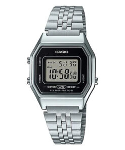 Casio LA-680WA-1D silver stainless steel ladies digital vintage dial watch