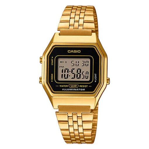 Casio LA680WGA-1D golden stainless steel ladies digital vintage wrist watch