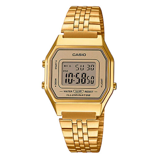 Casio LA680WGA-9D golden stainless steel ladies digital vintage wrist watch