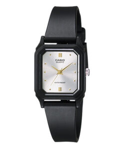 Casio LQ-142E-7A black resin band white analog dial ladies wrist watch