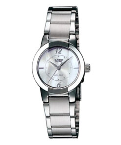 Casio LTP-1230D-7C silver stainless steel white simple analog dial ladies wrist watch