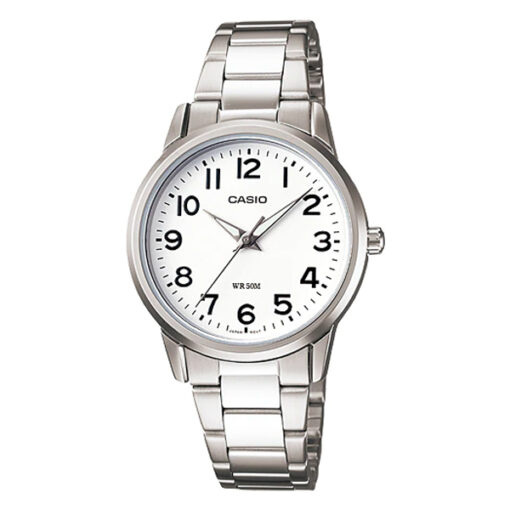 Casio LTP-1303D-7B silver stainless steel white numeric dial ladies wrist watch