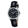 Casio LTP-E116L-1A black leather strap blackroman dial ladies wrist watch