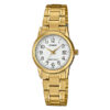 Casio LTP-V002G-7B2 golden stainless steel chain white numeric dial ladies wrist watch