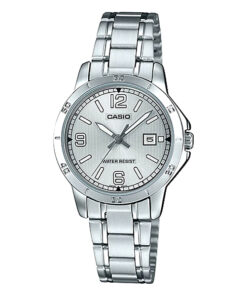 Casio LTP-V004D-7B2 silver stainless steel silver dial ladies analog wrist watch