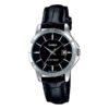 Casio LTP-V004L-1A black leather band black analog dial ladies wrist watch
