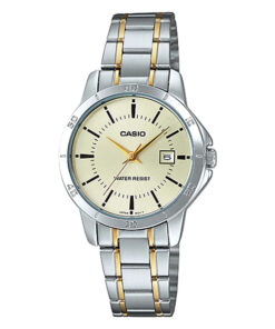 Casio LTP-V004SG-9A two tone stainless steel ladies analog dial wrist watch