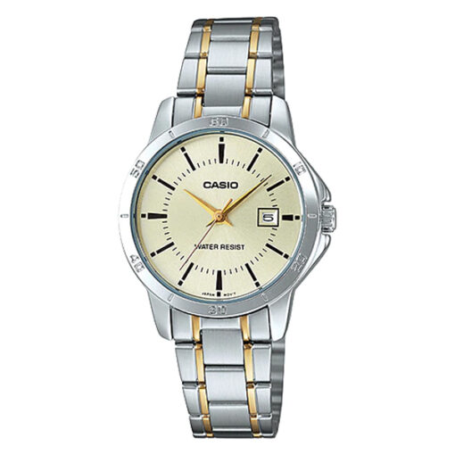 Casio LTP-V004SG-9A two tone stainless steel ladies analog dial wrist watch