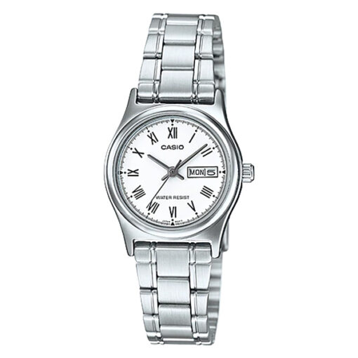 Casio LTP-V006D-7B silver stainless steel roman analog dial wrist watch