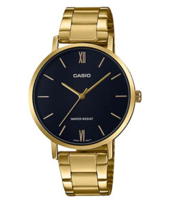 Casio LTP-VT01G-1B golden stainless steel black analog ladies wrist watch