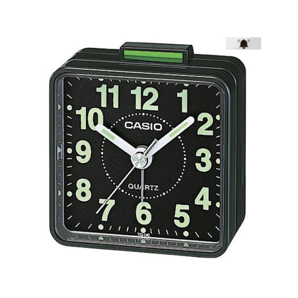 Casio TQ-140-1D black resin frame black numeric analog dial table clock
