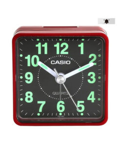 Casio TQ-140-4D red resin frame black numeric analog dial table clock