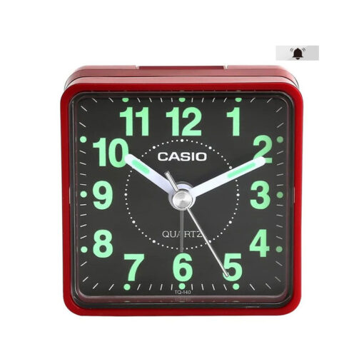 Casio TQ-140-4D red resin frame black numeric analog dial table clock