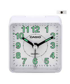 Casio TQ-140-7D white resin frame white numeric analog dial table clock
