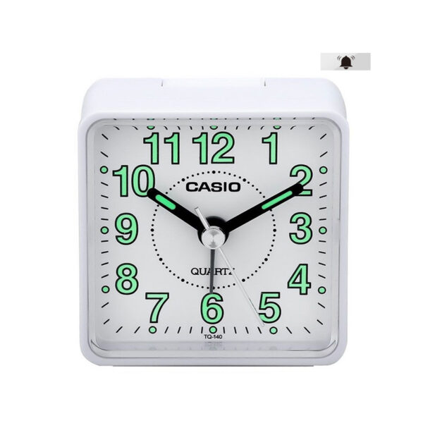 Casio TQ-140-7D white resin frame white numeric analog dial table clock