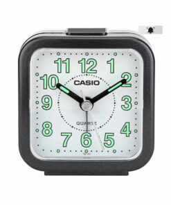Casio TQ-141-1D black resin frame white analog dial alarm clock
