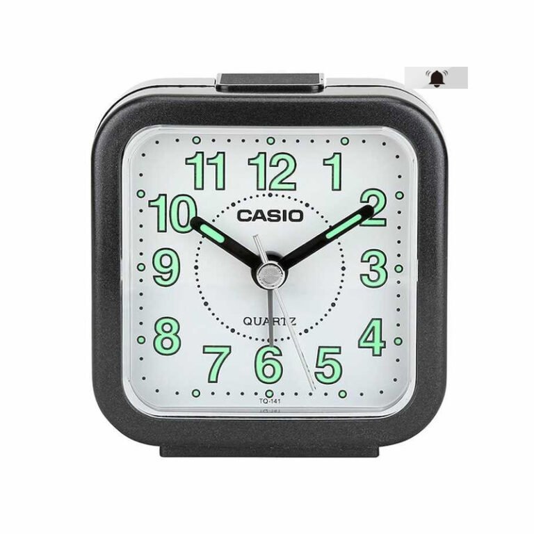 Casio TQ-141-1D Black Resin Frame White Analog Alarm Table Clock