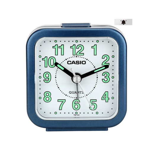 Casio TQ-141-2D blue resin frame white analog dial desk clock