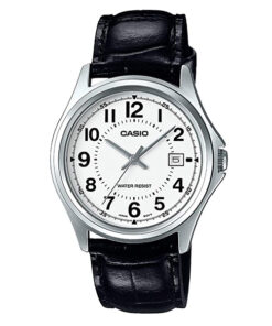 Casio MTP-1401L-7A balck leather strap White Numeric Dial mens dress watch