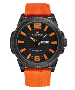 NaviForce NF9066M orange nylon strap black analog dial men's wrist watch